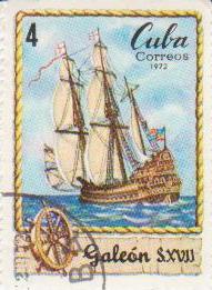 Марка поштова гашена. "Galeon S. XVII. Cuba"