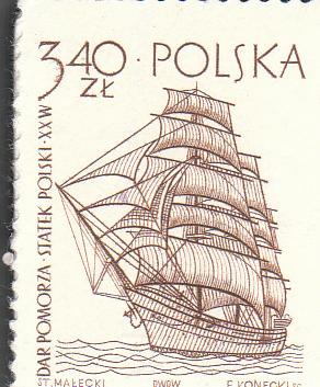 Марка поштова гашена. "Dar Pomorza - statek Polski XХ w. Polska"