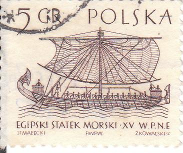  Марка поштова гашена. "Egipski  statek morski - XV w. P.N.E. Polska"
