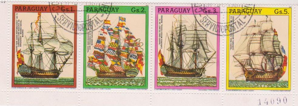  Частина блоку марок поштових гашених. Lito Nacional Porto – Portugal. Paraguay"