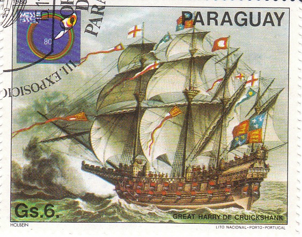  Марка поштова гашена. "Great Harry de Cruickshank". Lito Nacional Porto – Portugal. Paraguay". 1980