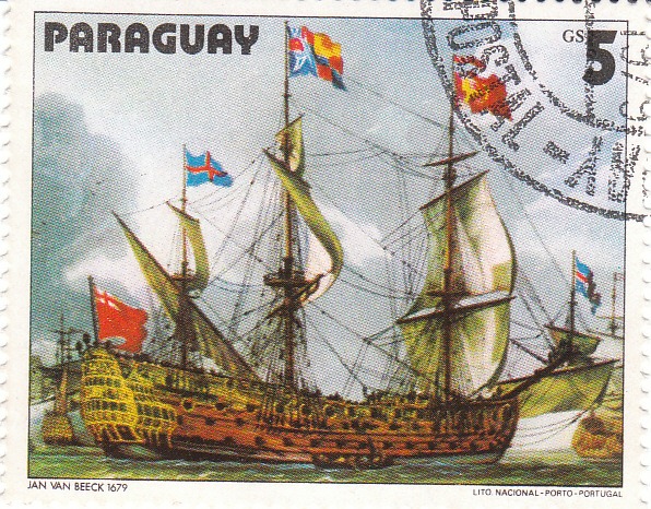  Марка поштова гашена. "Jan van Beeck. 1679. Lito Nacional Porto - Portugal. Paraguay". 1979