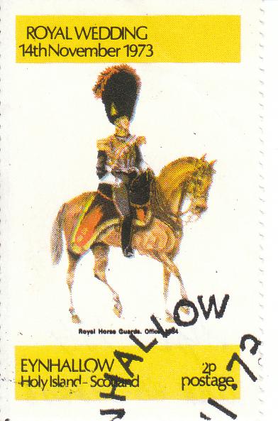 Марка поштова гашена "Royal Horse Guards Officer 1864. Eynhallow Holy Island - Scotland / Королівський кінний гренадер. Офіцер. 1864. Ейнхаллоу - Святий острів. Шотландія"