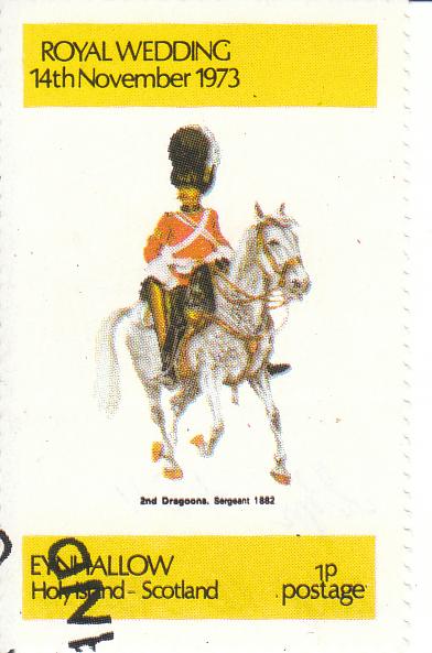 Марка поштова гашена "2nd Dragoons Sergeant. 1882 Eynhallow Holy Island  - Scotland /. 2-й драгунський. Сержант. 1882. Ейнхаллоу - Святий острів. Шотландія"