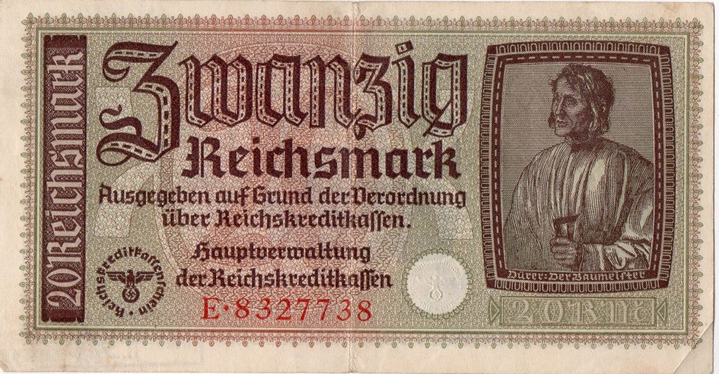 Грошовий знак. "Зwanзig Reichsmark" (2 од.)