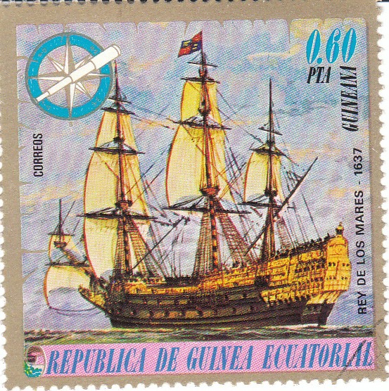  Марка поштова гашена. "Rey de los mares - 1637". Republika de Guinea Ecuatorial