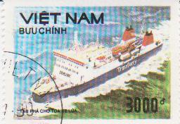  Марка поштова гашена. ""Buu chinh Tâu Pha Cho toa xe lua". Việt nam