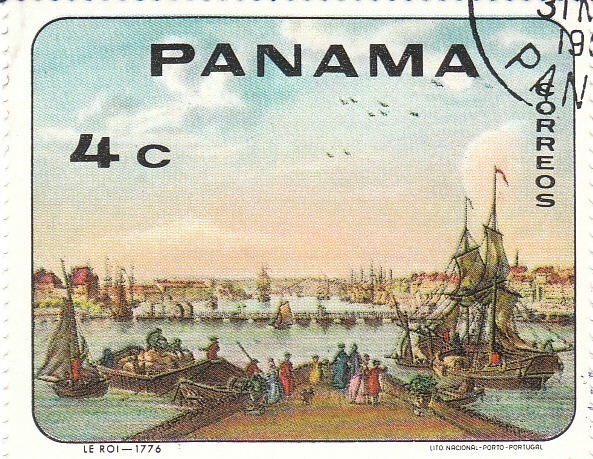 Марка поштова гашена. "Le Roi - 1776. Lito Nacional Porto - Portugal. Panama"