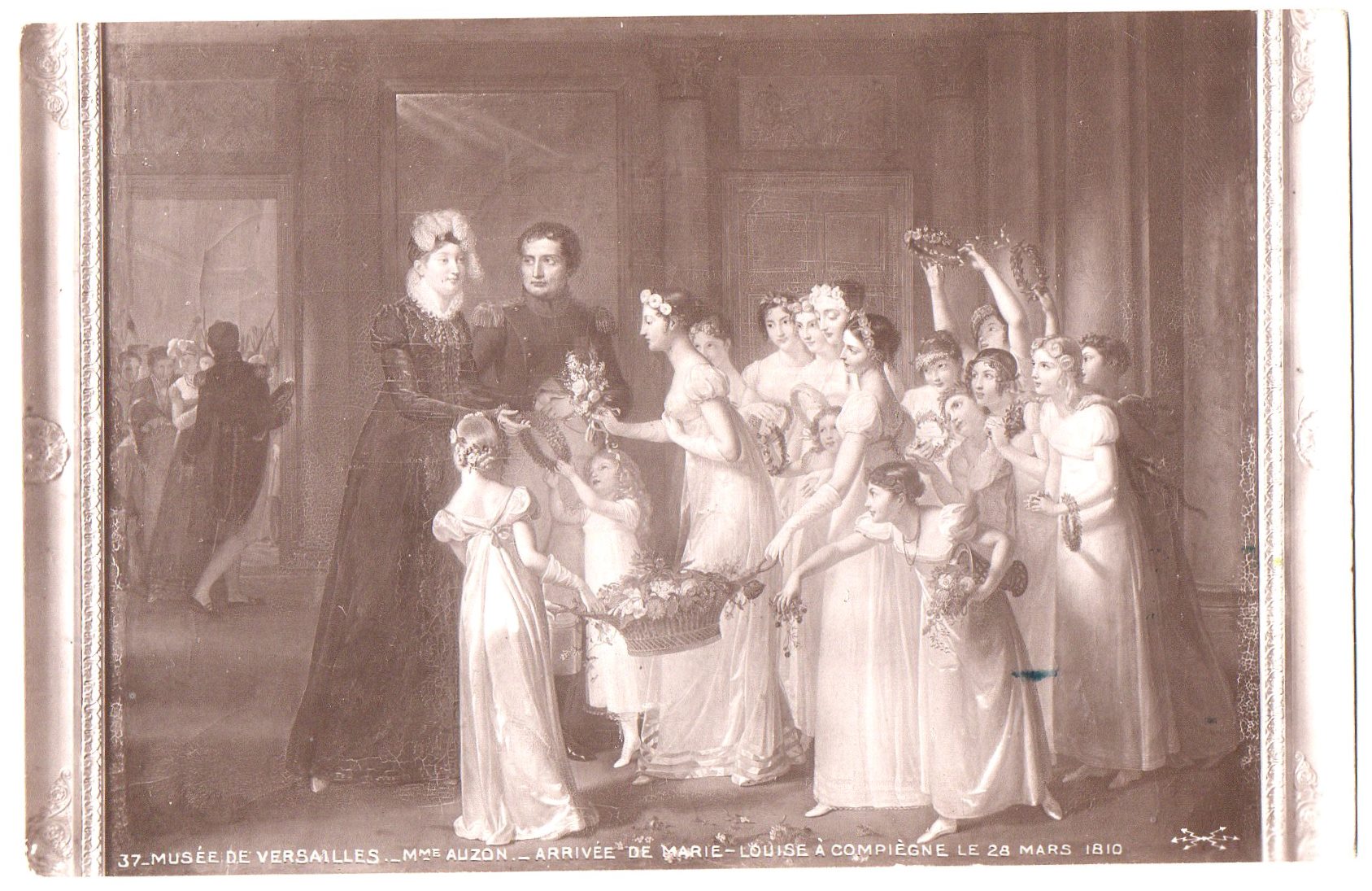 Поштова листівка. "Musée de Versailles._Mme Auzon ._ Arrivee de Marie-Louise a Compiègne le mars 1810 / Музей "Версаль"._Мадам Аузон._ Прибуття Марії-Луїзи до Компієна в березні 1810 р.
