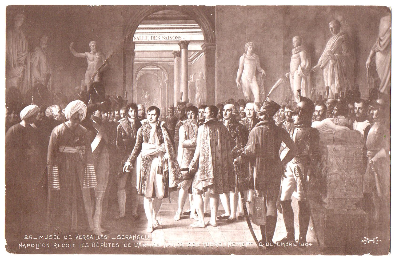 Поштова листівка.  "Musée de Versailles._ Goubaud._ Napoléon proclame roi d᾽Italie 19 Mars 1805 / Музей "Версаль"._ Губо._ Наполеон проголошує короля Італії 19 березня 1805 р."
