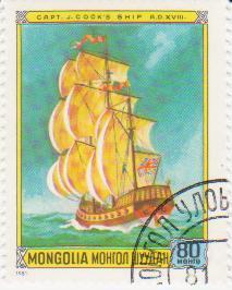  Марка поштова гашена. "Capt. J. Cook's ship A. D. XVIII. Mongolia"