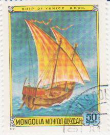  Марка поштова гашена. "Ship of Venice A. D. XIII. Mongolia"