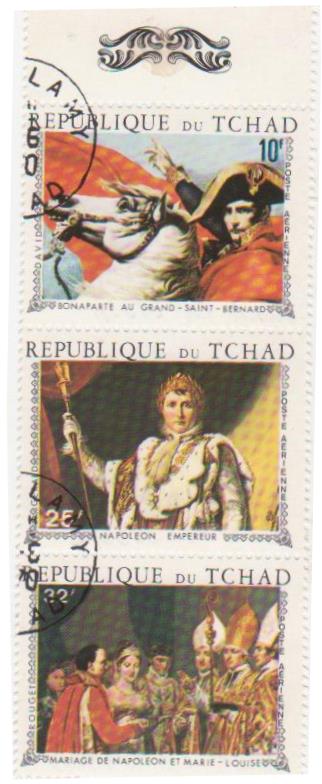 Блок марок поштовий гашений. "Наполеон І Бонапарт. République du Tchad". 