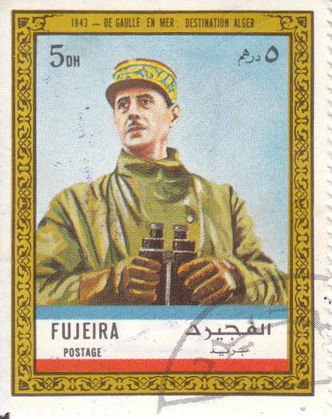 Марка поштова гашена. "1943 - De Gaulle en mer: destination Alger". 