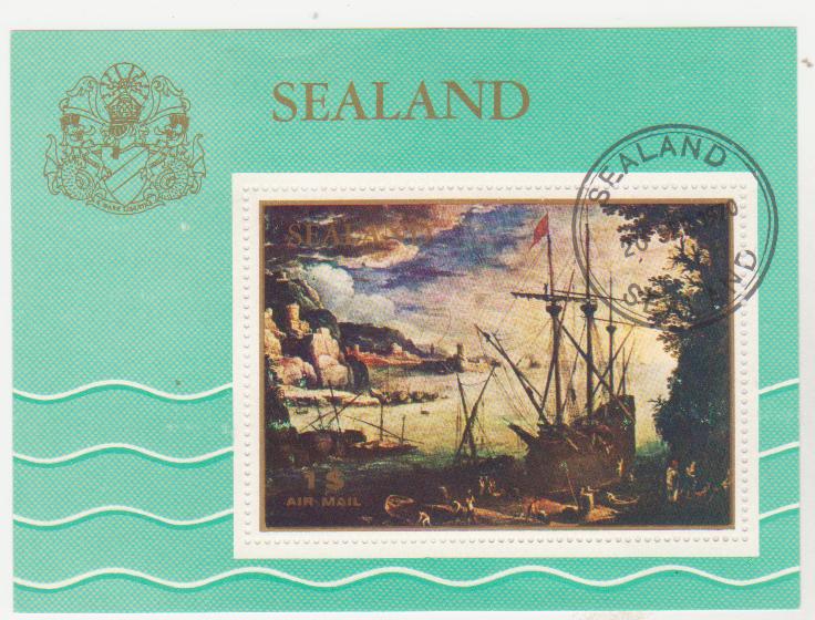  Блок - марка поштовий гашений. "Sealand". Князівство Сіландія (Принципат Сіландія)