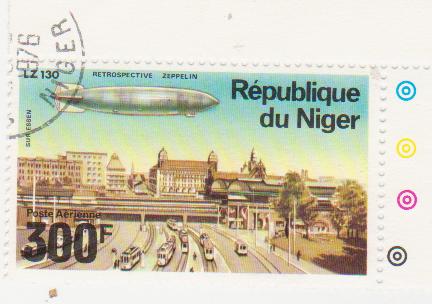  Марка поштова гашена. "Retrospeсtive Zeppelin". LZ 130 "Sur Essen". Republique du Niger"