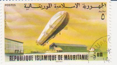 Марка поштова гашена. "LZ 4. Sur Hangar. Republique Islamique de Mauritanie"