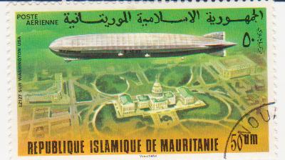  Марка поштова гашена. "LZ 127. Sur Washington USA. Republique Islamique de Mauritanie"