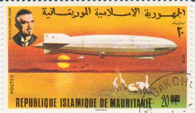 Марка поштова гашена. "LZ 120 "Bodensee". Dr. H. C. Ludwig Dürr. Republique Islamique de Mauritanie"