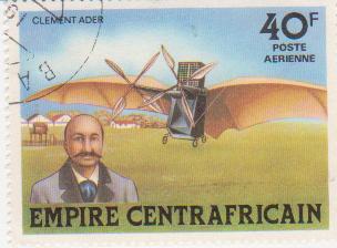 Марка поштова гашена. "Clement Ader. Empire Centrafricaine"