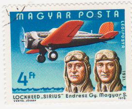 Марка поштова гашена. "Lockheed "Sirius". Endresz Gy., Magyar S. 1931"