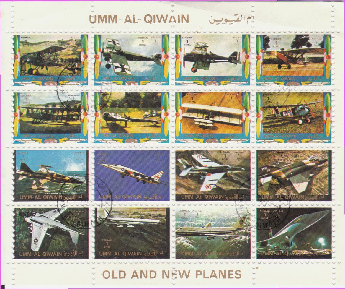 Блок марок поштовий гашений "Old and new planes / Старі та нові літаки"