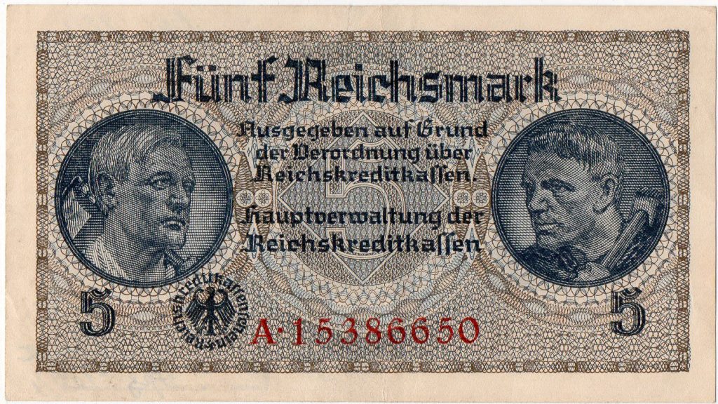 Грошовий знак. "Fünf Reichsmark" (2 од.)