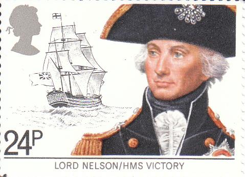 Марка поштова негашена. "Lord Nelson/HMS Victory". Сполучене Королівство Великої Британії та Північної Ірландії 