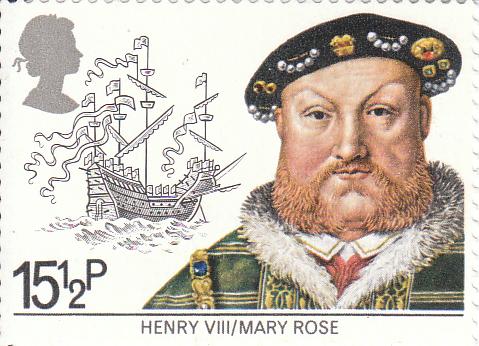 Марка поштова негашена. "Henry VIII / Mary Rose"